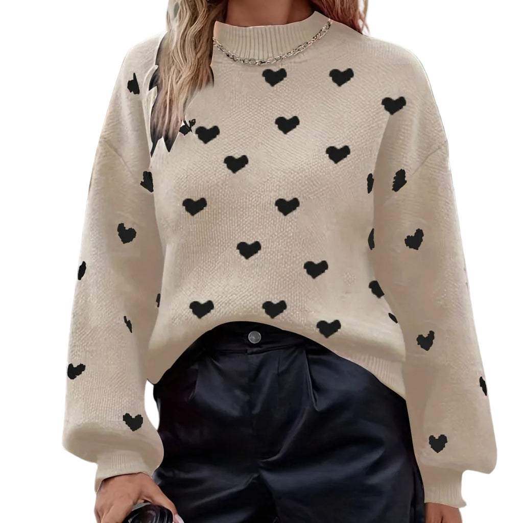 Round Neck Long Sleeve Design Knitted Sweater