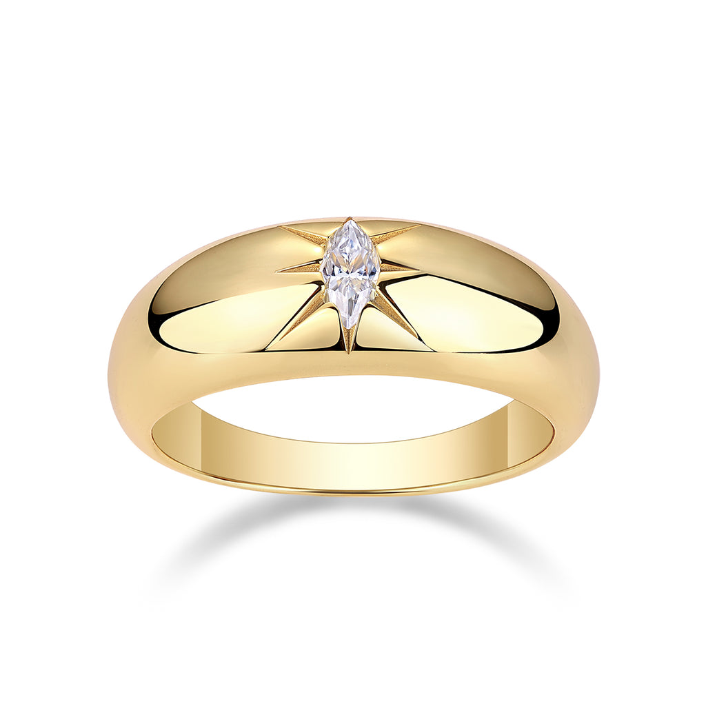 Eight-Prong Radiance Moissanite Ring – S925 Silver Gold Plated
