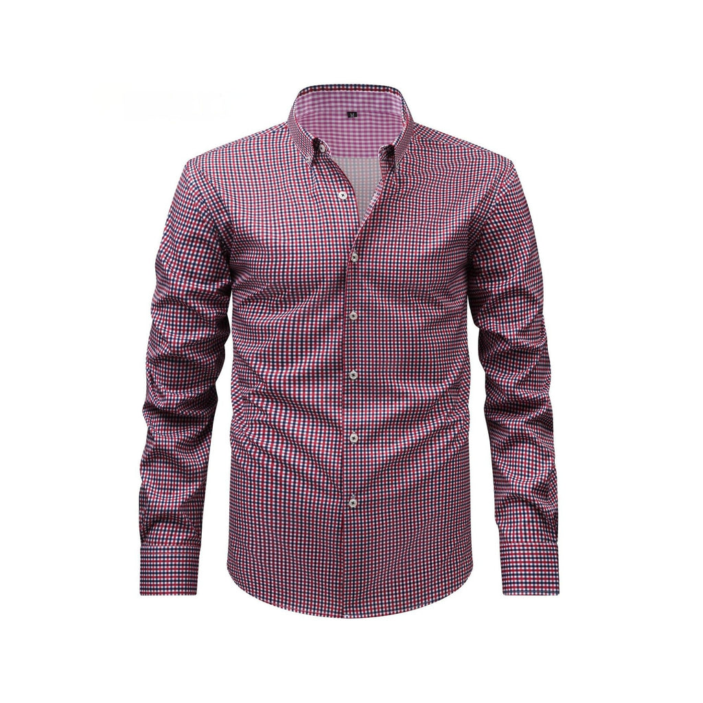 Mens Four-Way Stretch Digital-Print Long-Sleeve Collared Shirt