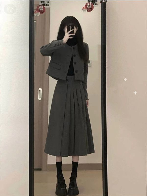 Fashion Two-piece Set Short Coat Long Skirt