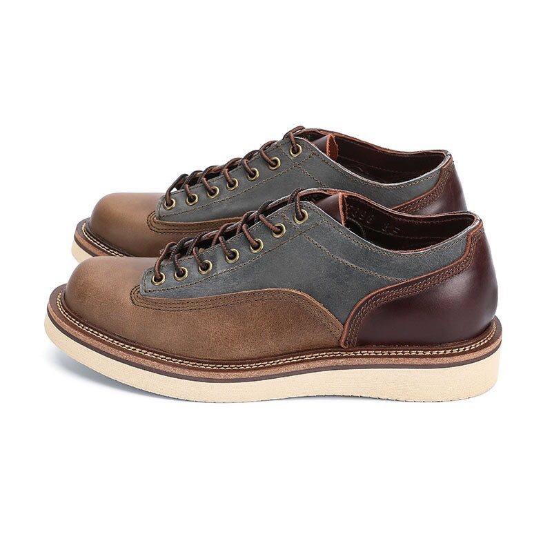 Retro Casual Low-top Thick-soled Breathable All-match Stitching Leather Shoes