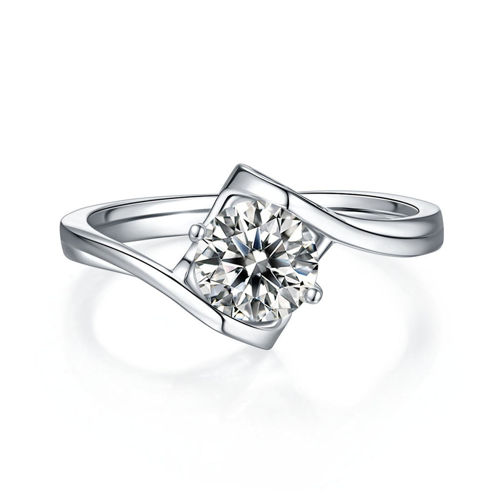 Angel's Heart - Set With 1-carat Top-quality Moissanite S925 Silver And Platinum-plated Diamond Wedding Ring. The Ring Can Be Inspected With A Diamond Pen