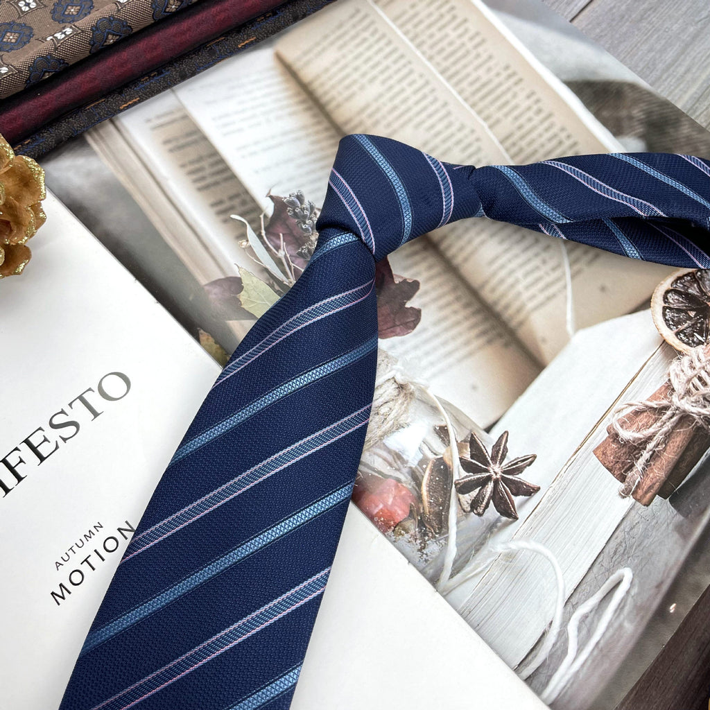 Retro Coffee Color Orange Red Striped Tie Hand Hit 8CM