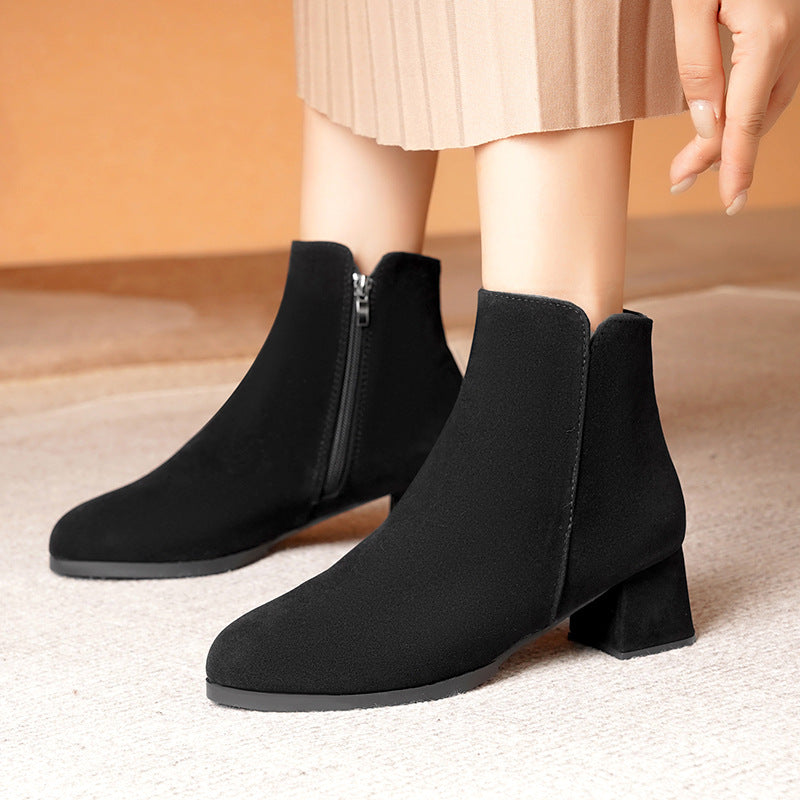 Pointed-toe  Heel Mid Heel Boots