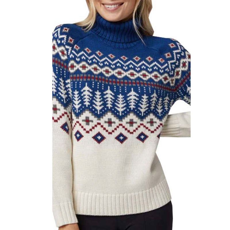 Women's Jacquard Turtleneck  Sweater