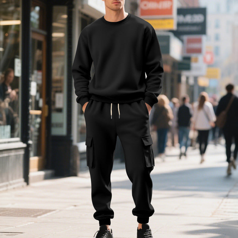 Men's Loose-Fit Casual Sports Crew-Neck Sweater And Pants Set