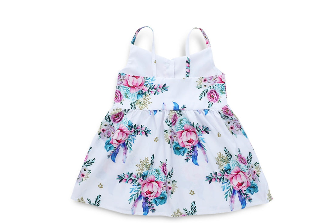Flower group starry print strap dress