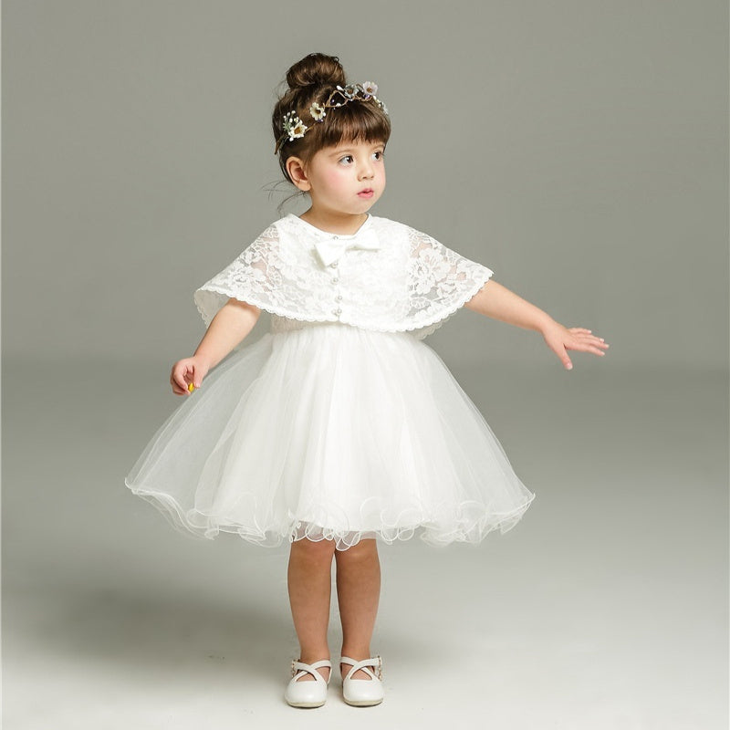 Baby White Fluffy Dress Two-piece Set