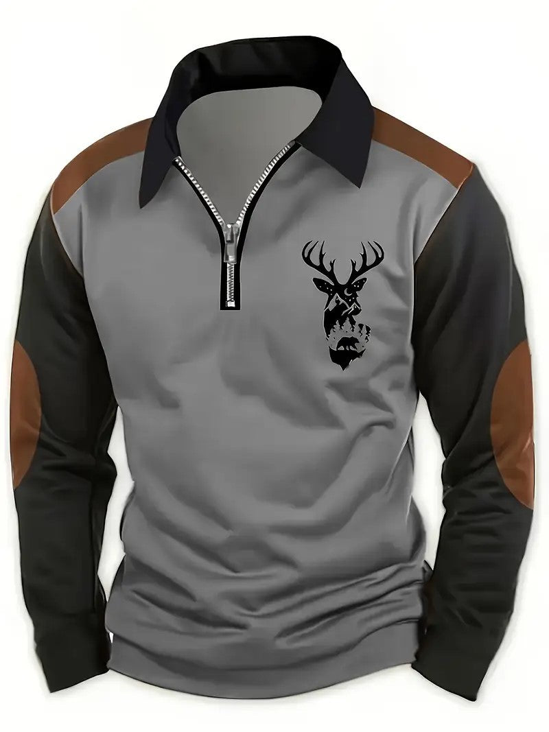 3D Printed Men's Long Sleeve Polo Shirt