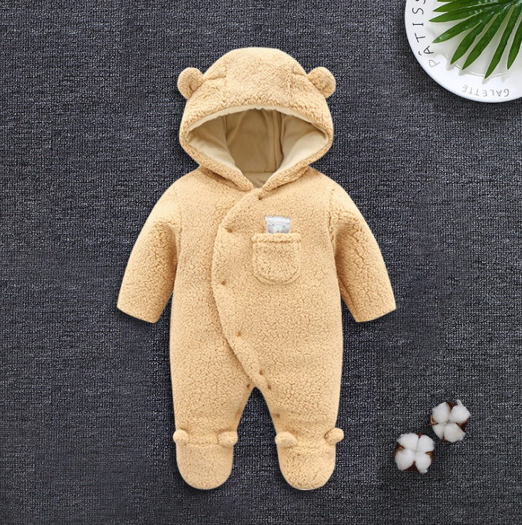 lamb winter cotton newborn baby skin thickening climb Siamese clothes cotton