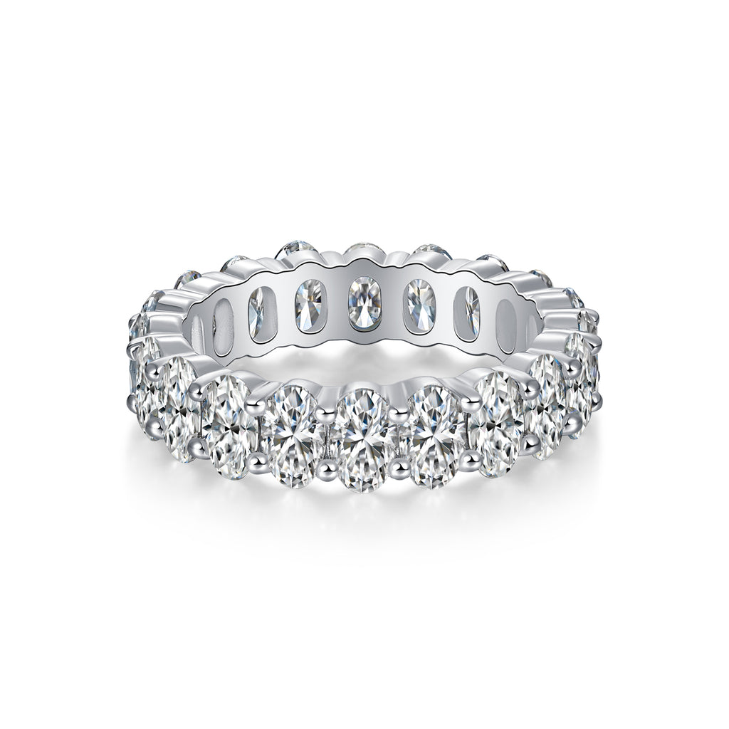 Luo Shen - A Wedding Ring Set With Top-quality Egg-shaped Moissanite S925 Silver And Platinum-plated Diamond. The Ring Can Be Inspected With A Diamond Pen