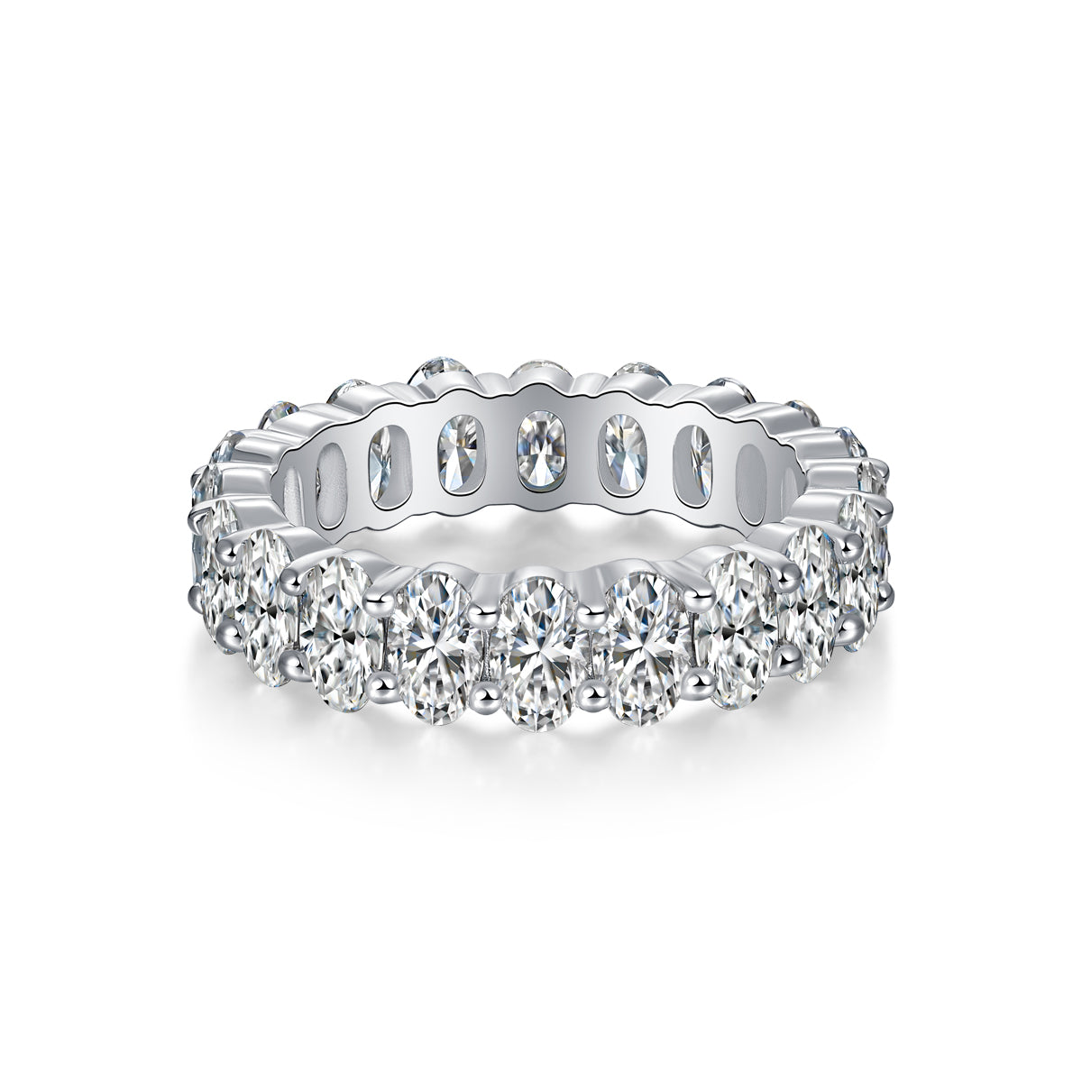 Luo Shen - A Wedding Ring Set With Top-quality Egg-shaped Moissanite S925 Silver And Platinum-plated Diamond. The Ring Can Be Inspected With A Diamond Pen