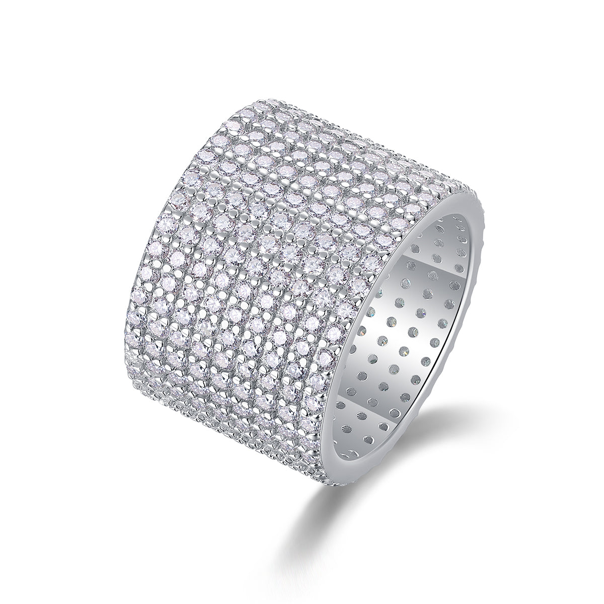 Bright Stars - A Wedding Ring Set With Top-quality Moissanite S925 Silver And Platinum-plated Diamond. The Ring Can Be Inspected With A Diamond Pen