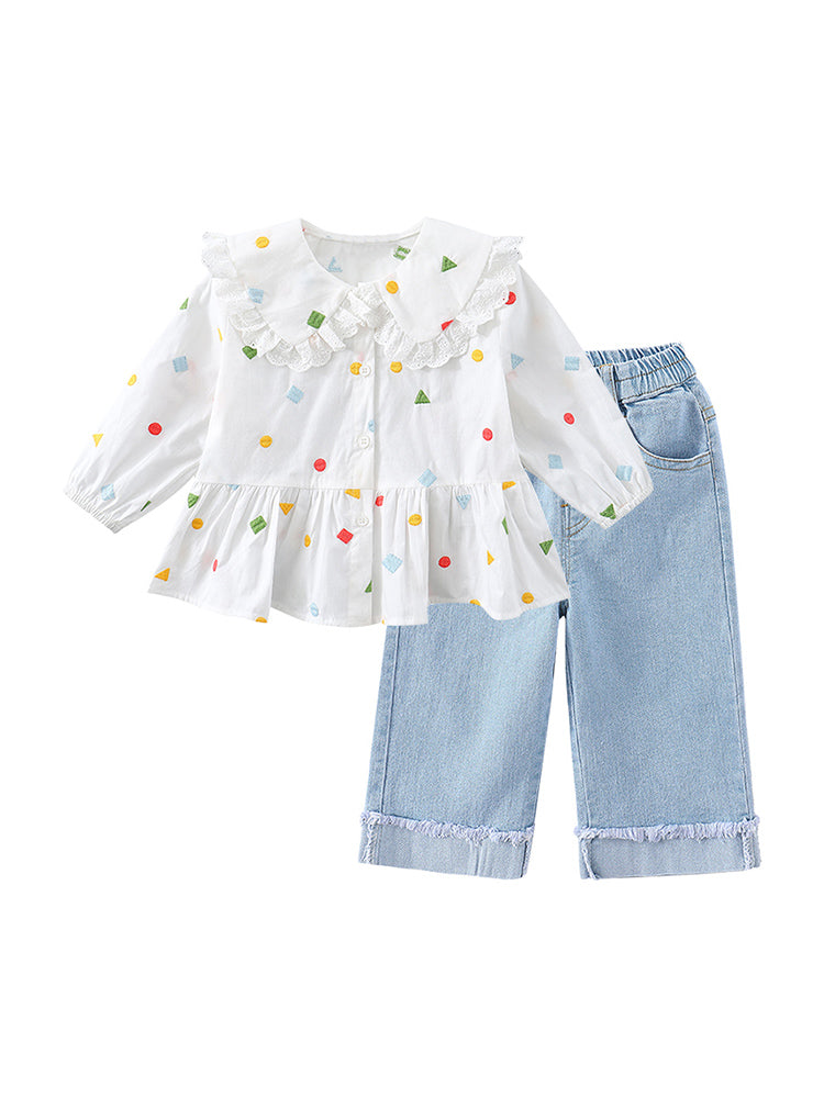 Two-piece Jean and top white
