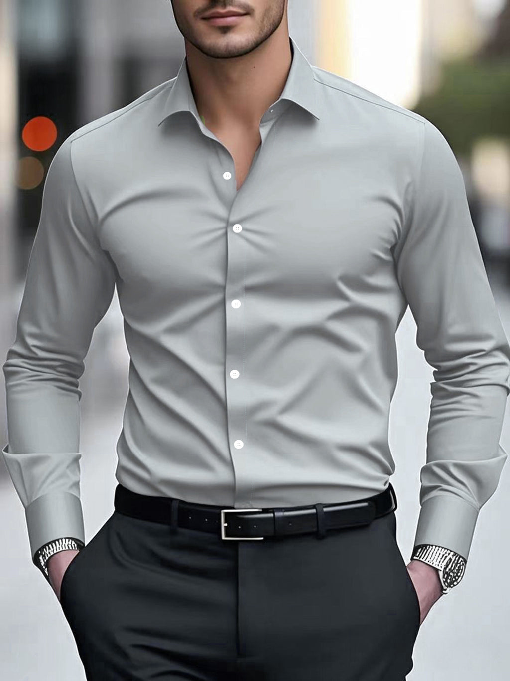 Long-sleeved White Shirt Formal Wear Slim Fit Business Workwear