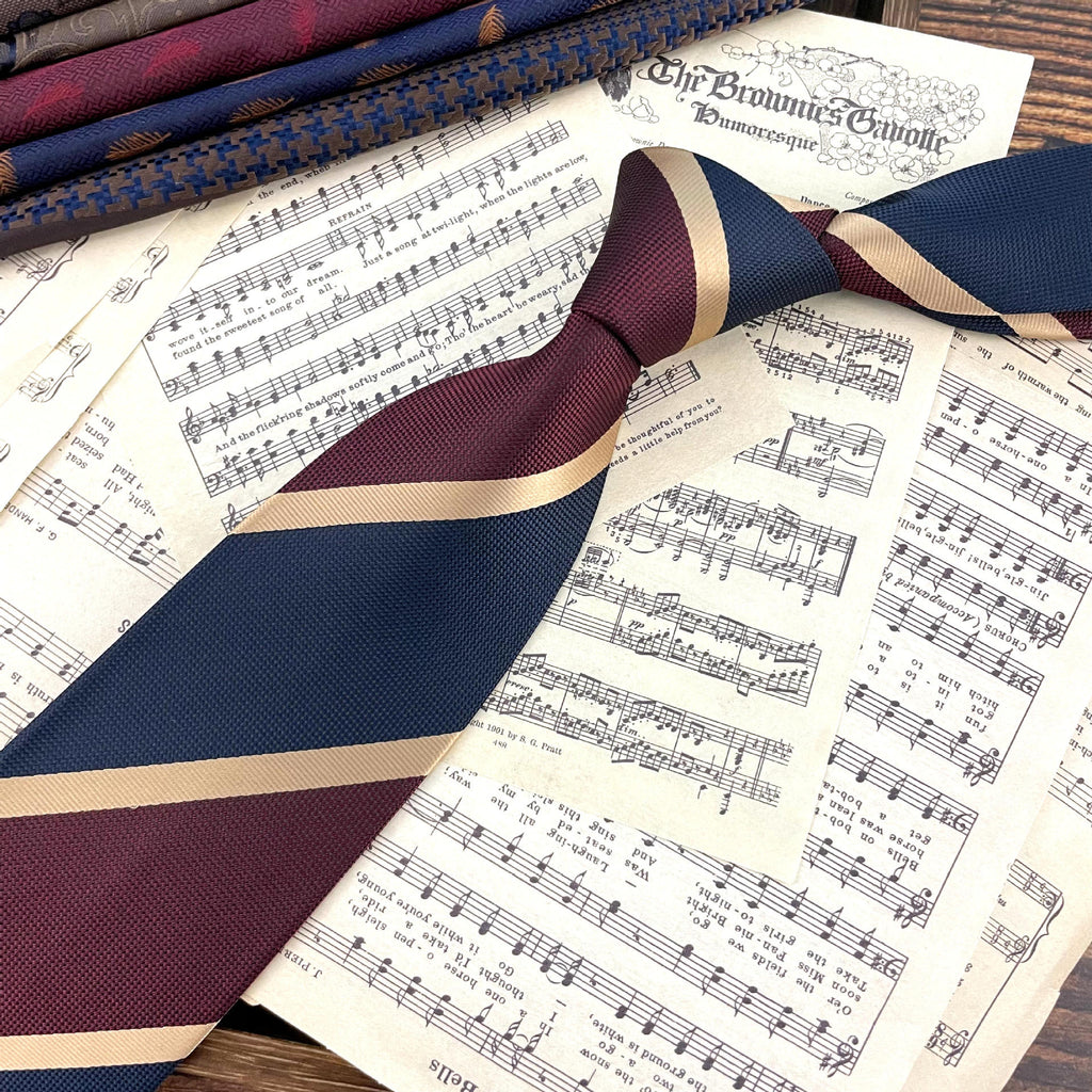 Retro Coffee Color Orange Red Striped Tie Hand Hit 8CM