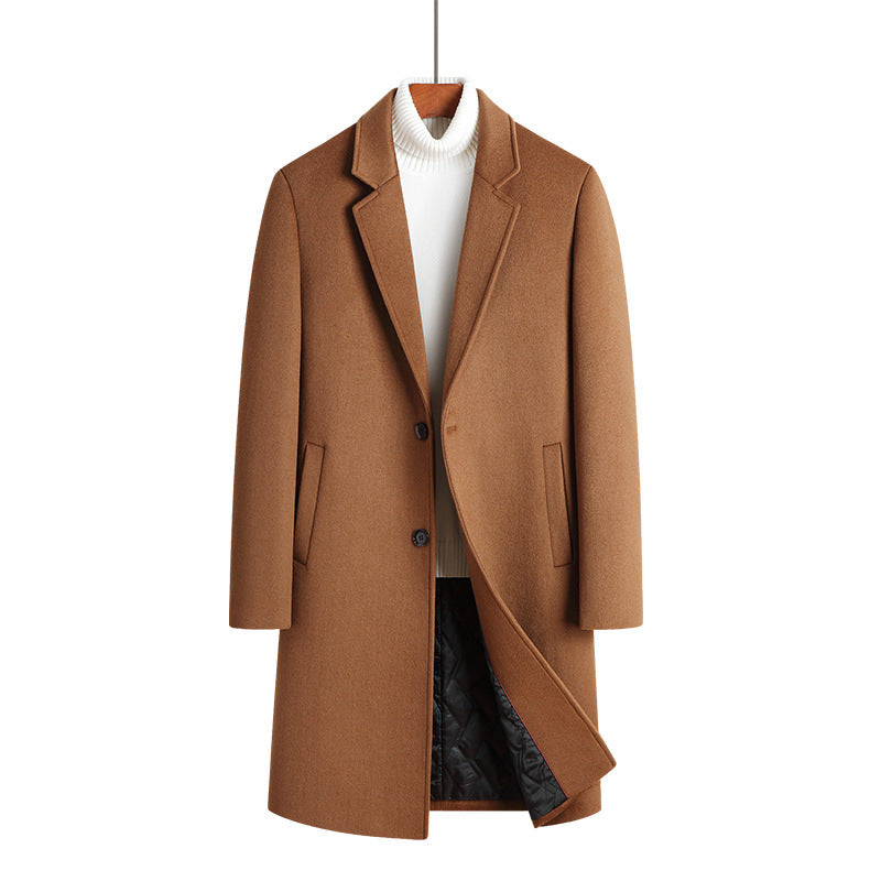 Men's Woolen Overcoat Mid-length Cotton-padded And Thickened