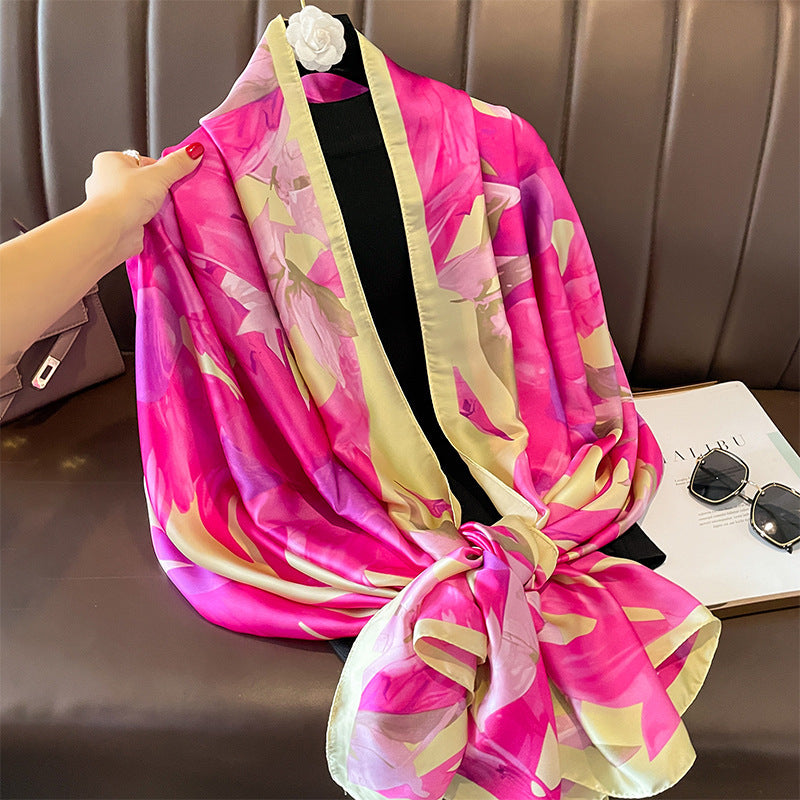 Silk Scarf Bright Butterfly  Long Shawl
