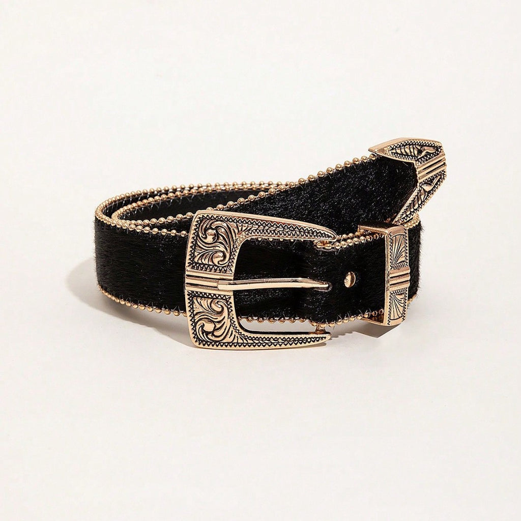 Retro Pattern PU Belt Western Style Belt