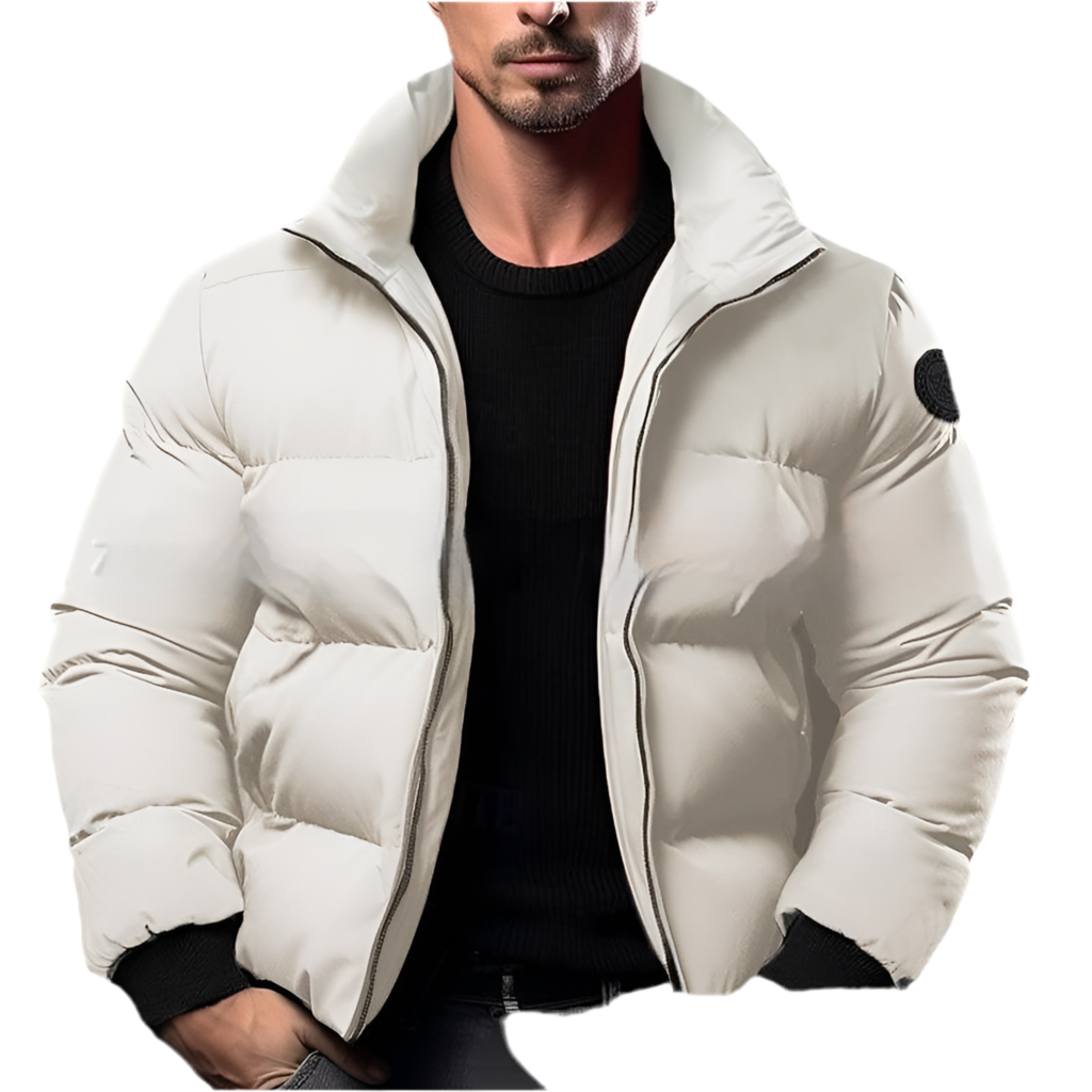 Mens Solid-Color Cotton-Padded Down Jacket Coat