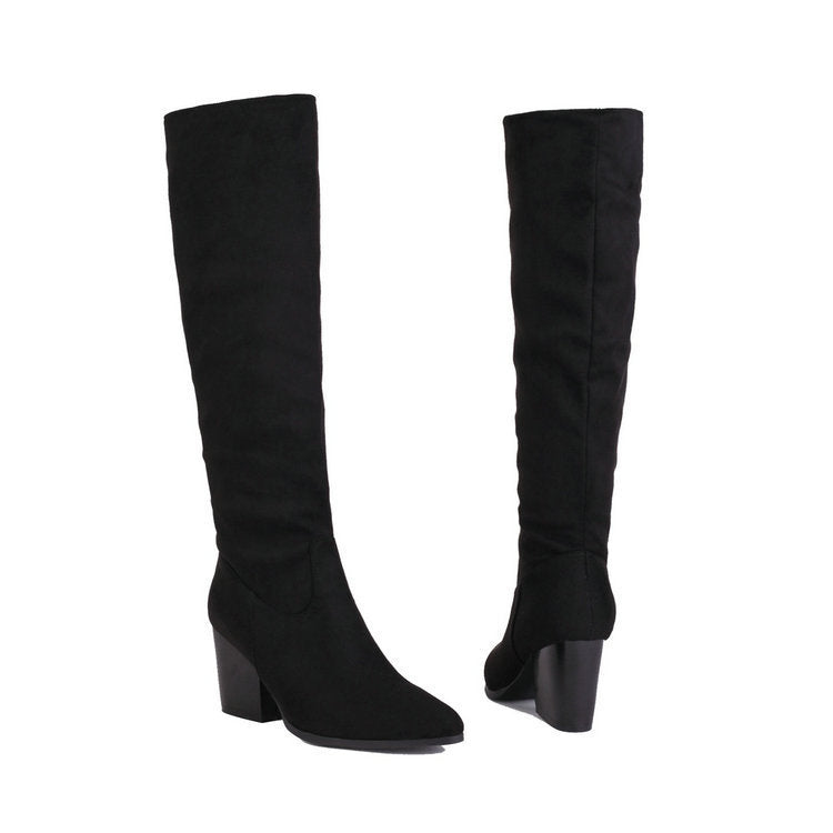 Womens Versatile Suede High-Top Boots