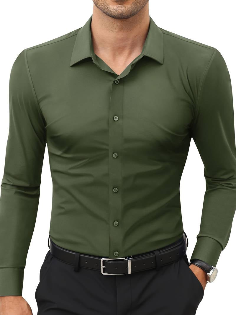 Men's Long Sleeve Shirt Slim Fit Shirt Business Casual White Shirt
