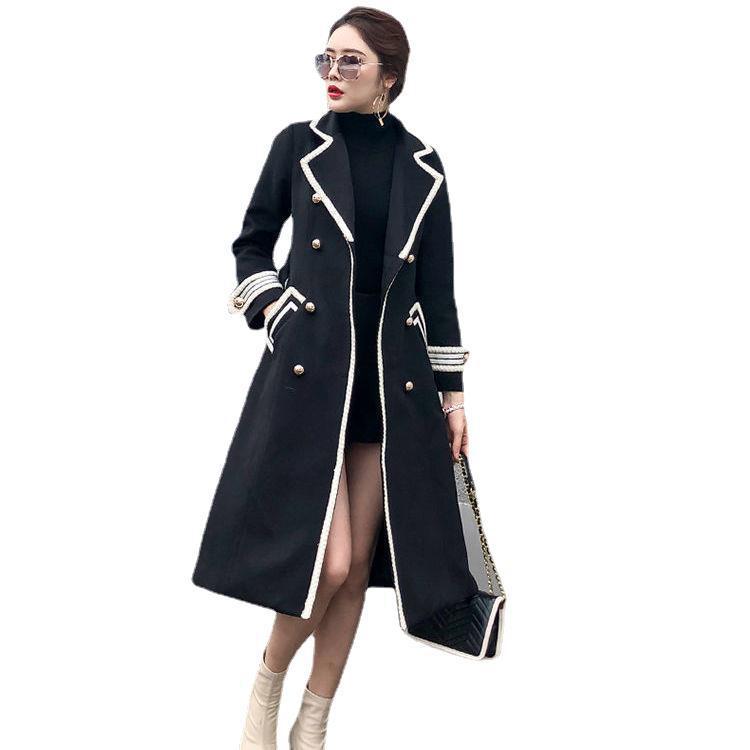 Thickened Slim Fit Double Breasted White Below The Knee Woolen Coat Women
