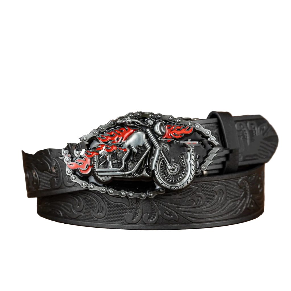Retro European And American Scorpion Skull Design Personalized Denim Leather Belt