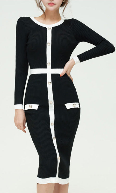 Tucked waist was thin temperament base sweater skirt