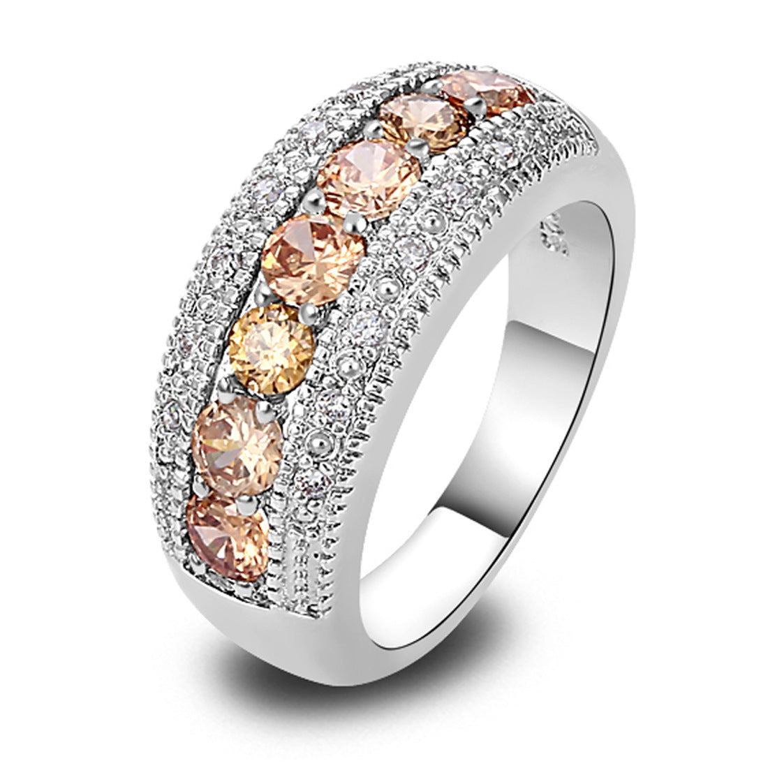 High quality zircon inlaid ring