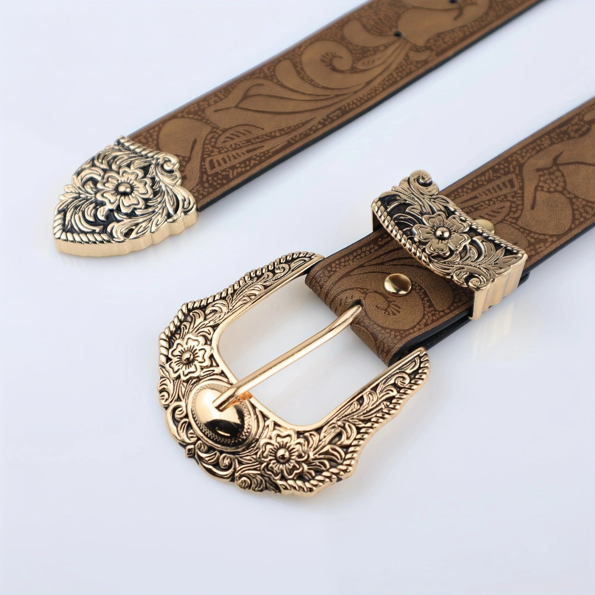 Brown Texture Niche Pin Buckle Belt
