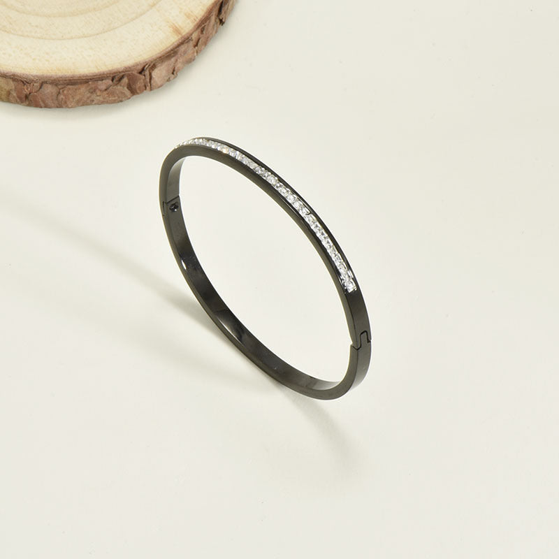 Titanium Steel Bracelet Korean Style Real Gold Plated 18K Gold Diamond Geometric Simple Stainless Steel