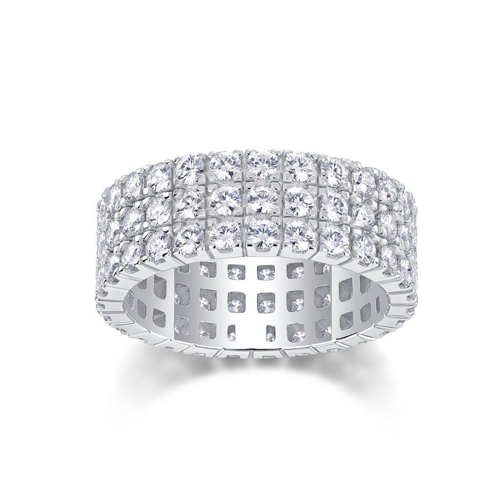 Water Rhythm And Light - A Wedding Ring Set With Top-quality Moissanite S925 In Silver And Platinum-plated. The Ring Can Be Inspected With A Diamond Pen