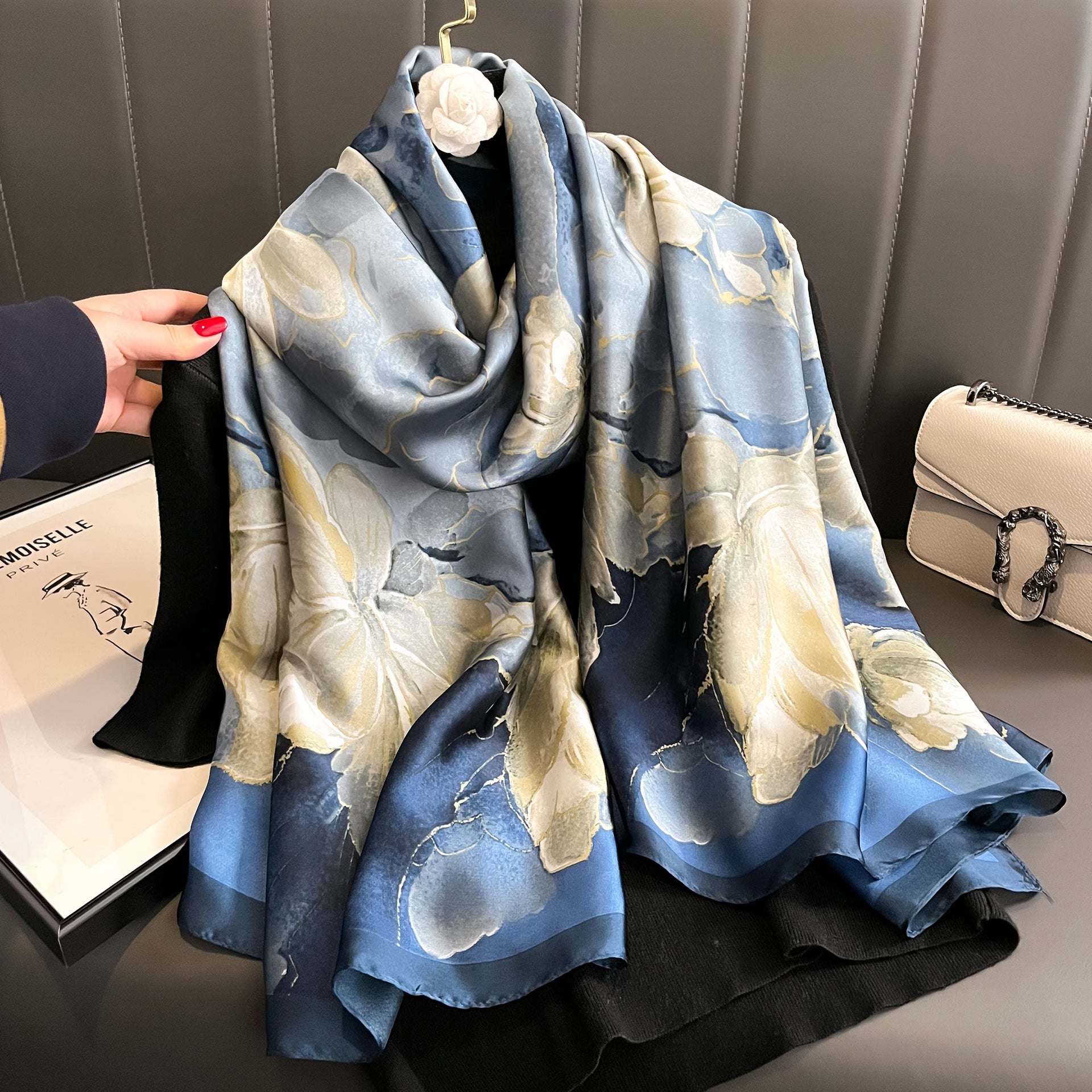 Silk Scarf Bright Butterfly  Long Shawl