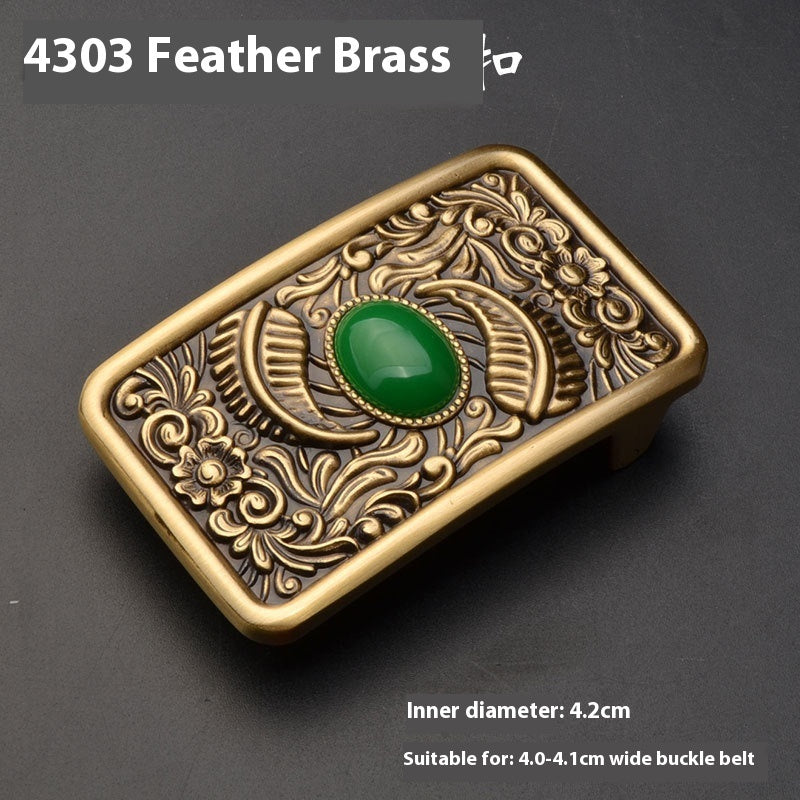 Pure Brass Belt Buckle Outer Wear Buckle Plate Pant Belt Buckle Accessories