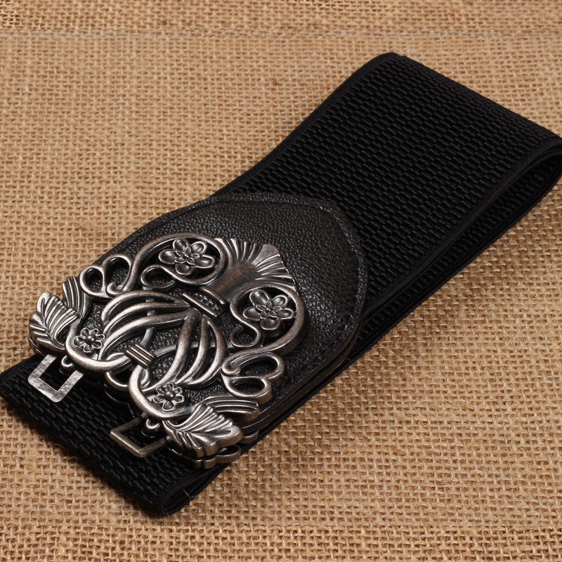 Court Vintage Engraving  All-match Stretch Wide Belt