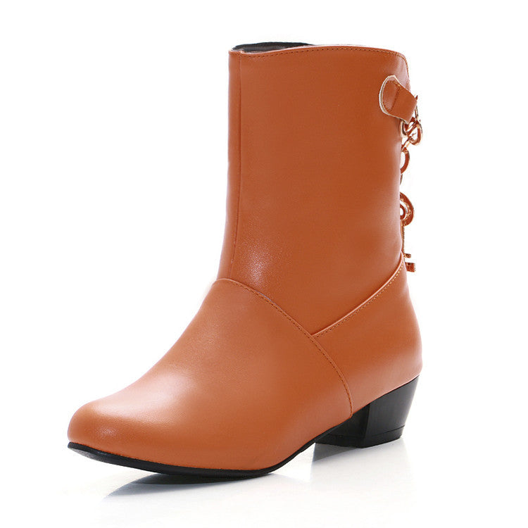 Low-heeled PU Ankle Boots