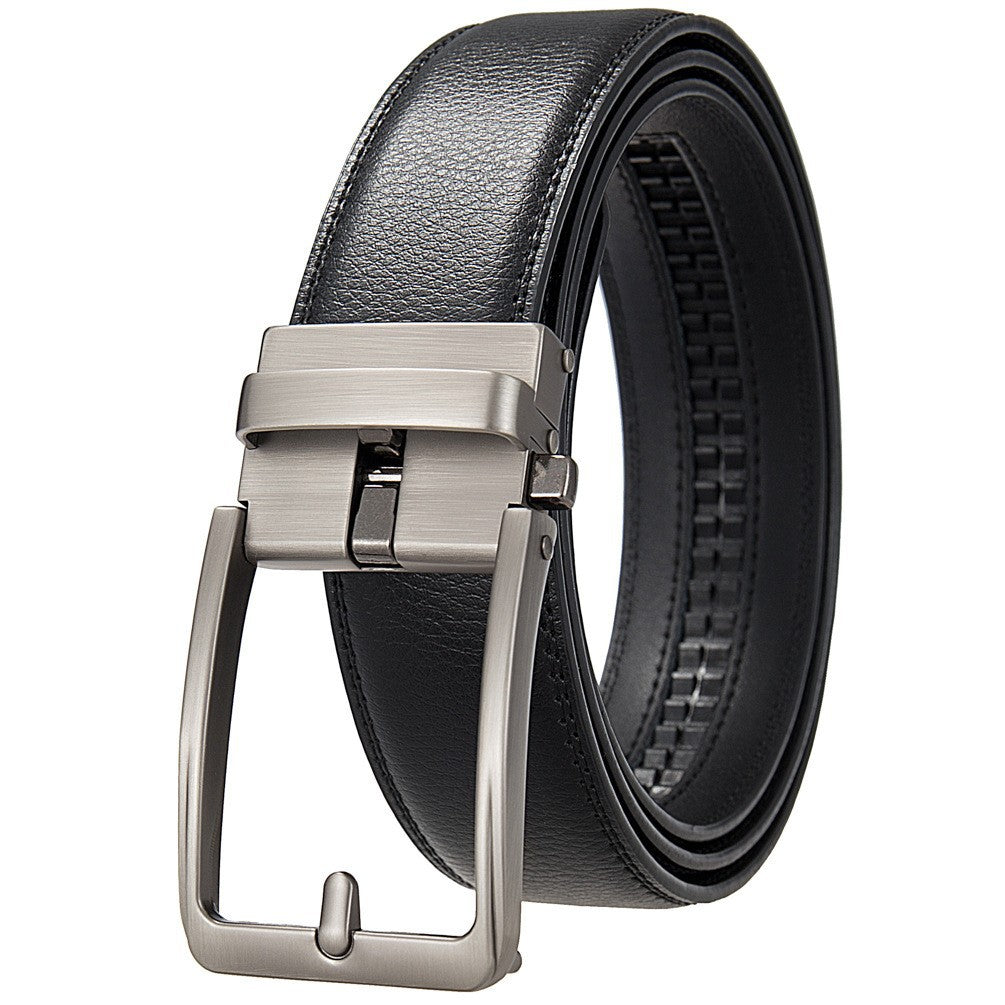 Extended-length Needle-resistant Automatic-buckle Mens Double-layer Cowhide Belt