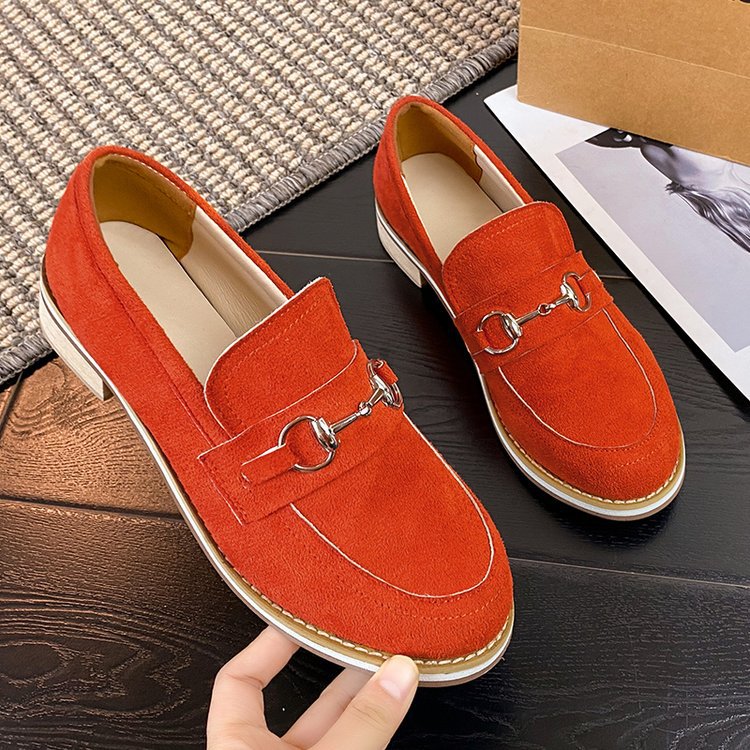 Round-toe Low-heeled Casual Slip-on Shoes