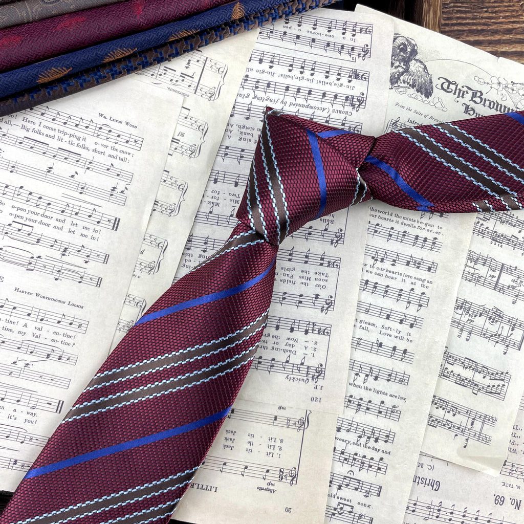 Retro Coffee Color Orange Red Striped Tie Hand Hit 8CM