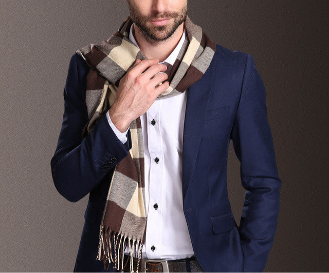 Shawl Scarves Men Winter Warm Tartan