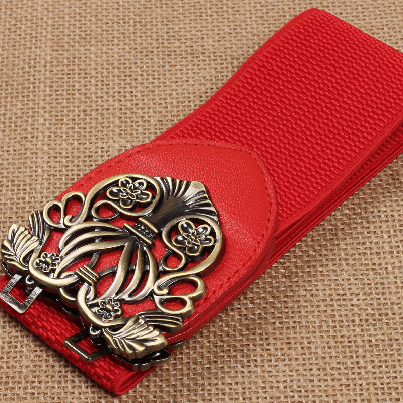 Court Vintage Engraving  All-match Stretch Wide Belt