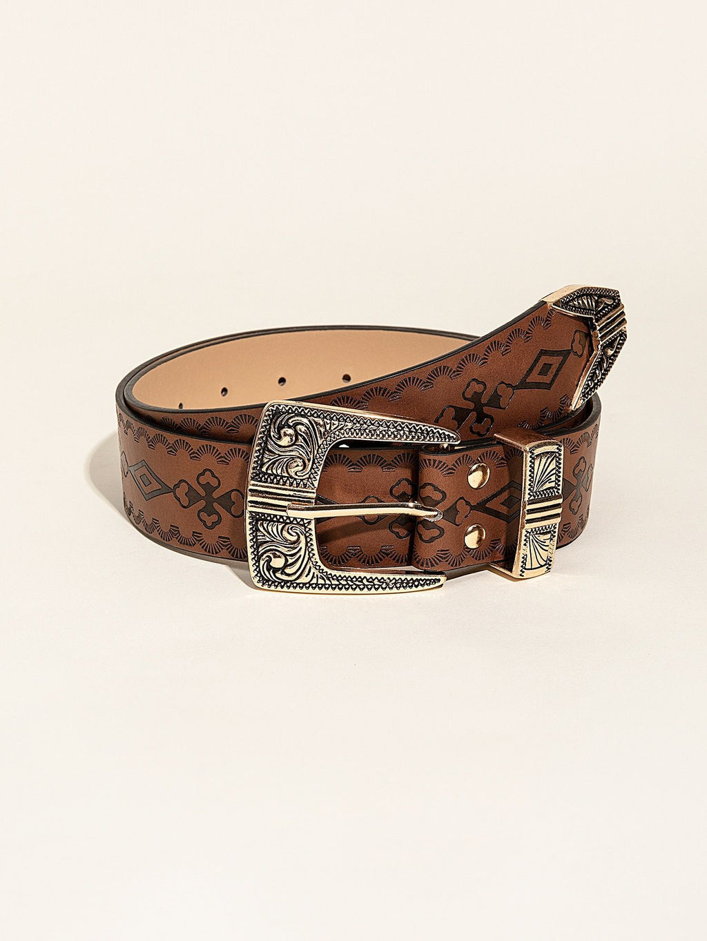 Retro Pattern PU Belt Western Style Belt