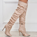 Knee pointed toe stiletto high heel long boots