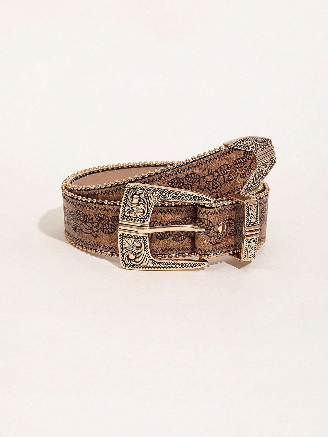 Retro Pattern PU Belt Western Style Belt
