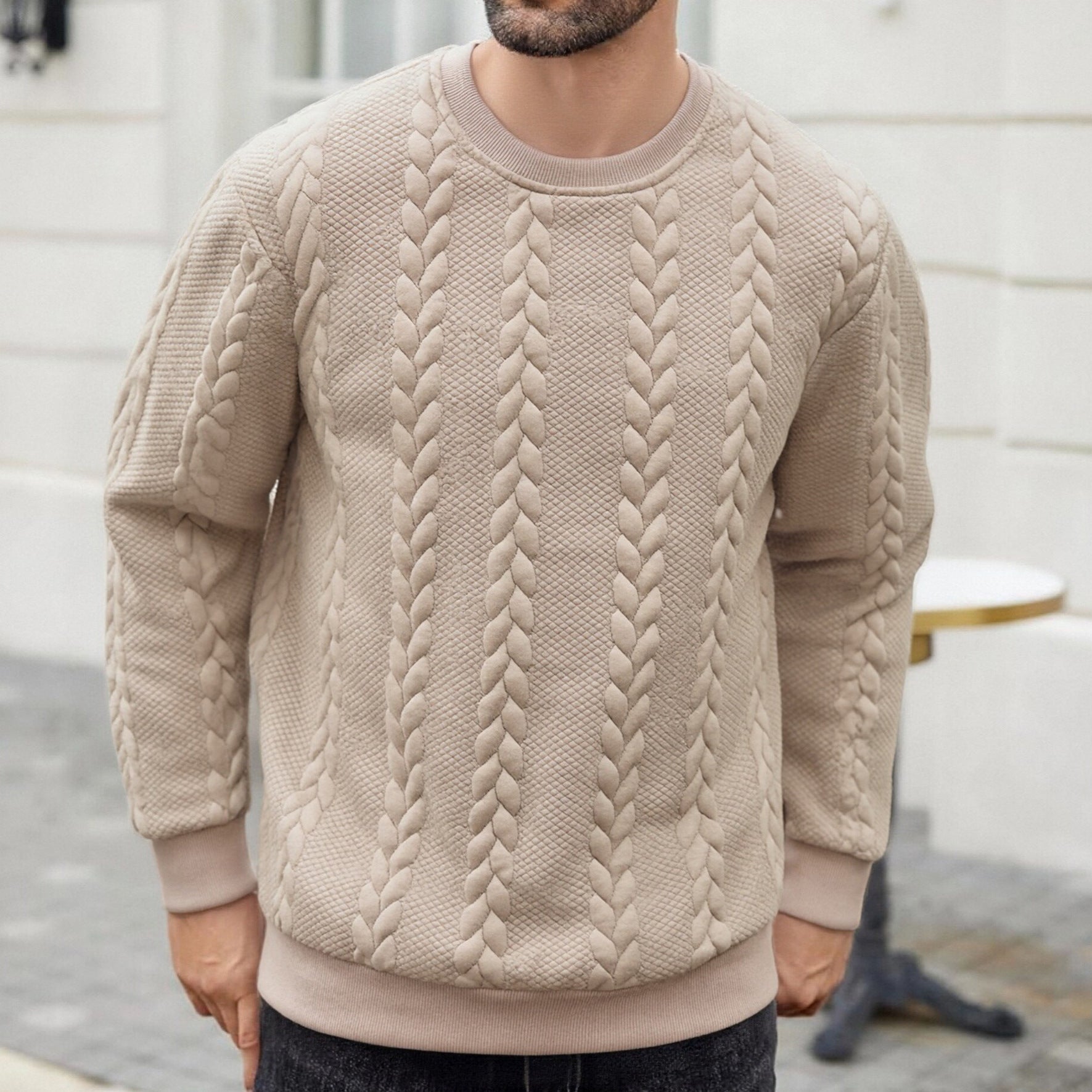 Men's Versatile Solid-color Crewneck Pullover Hoodie