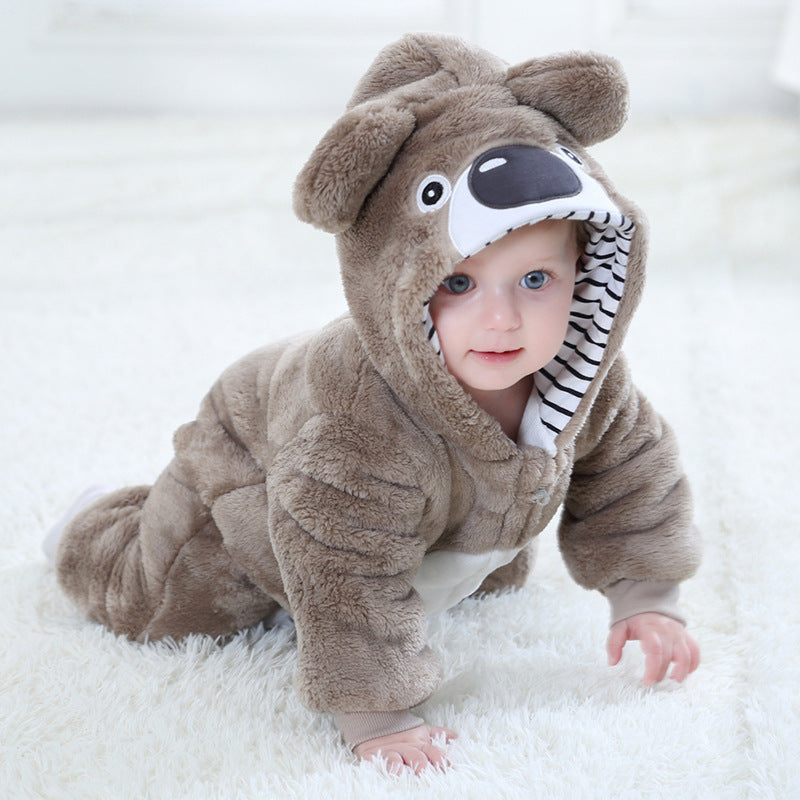 Spring And Autumn New Bear Shape One-piece Romper Flannel Children Clothes Tolo Rabbit Children's Clothing H2353