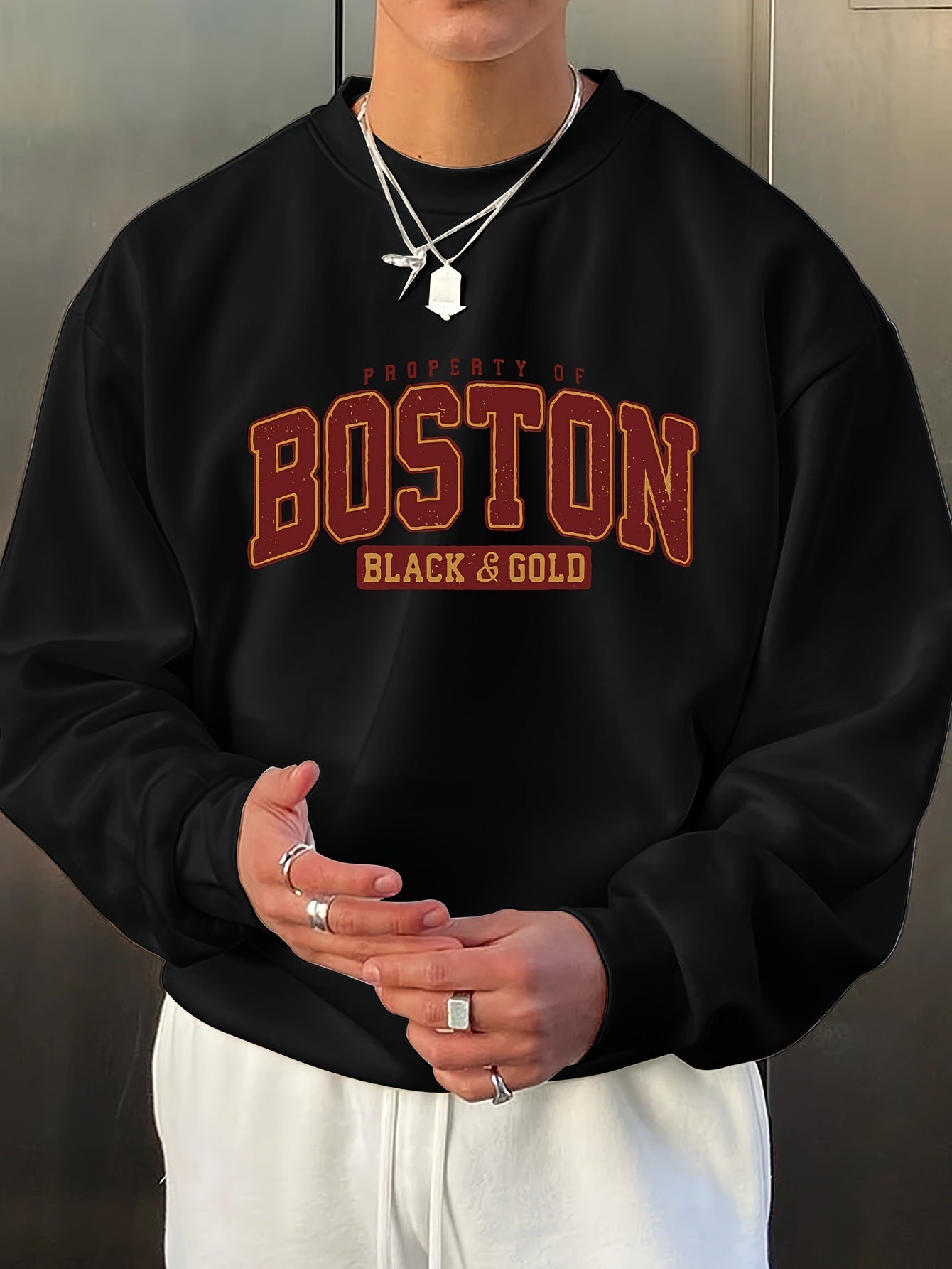 Fashion Men's Casual Long Sleeve Crew Neck Pullover Sweatshirt