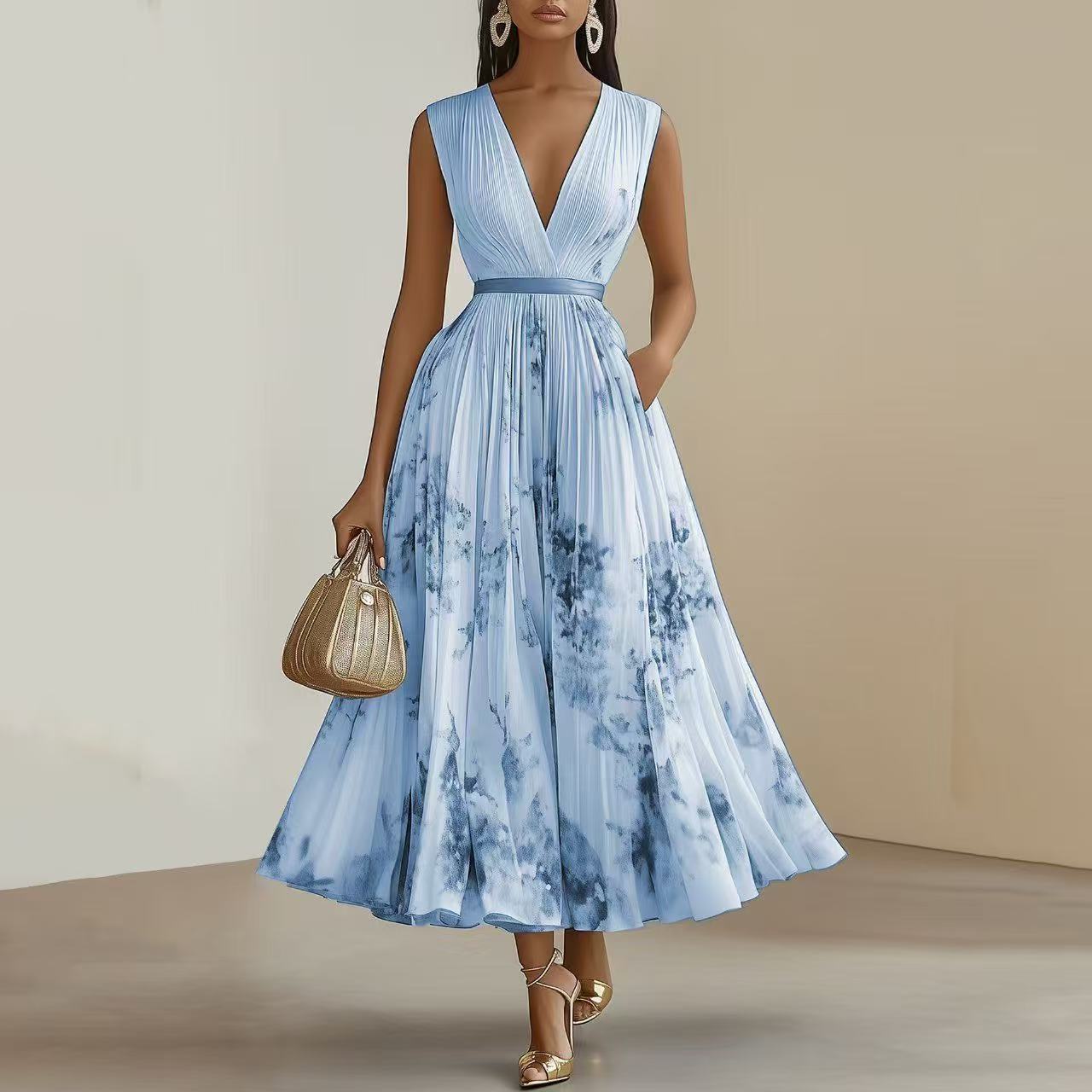 Fashion Printed Sleeveless Dress Women