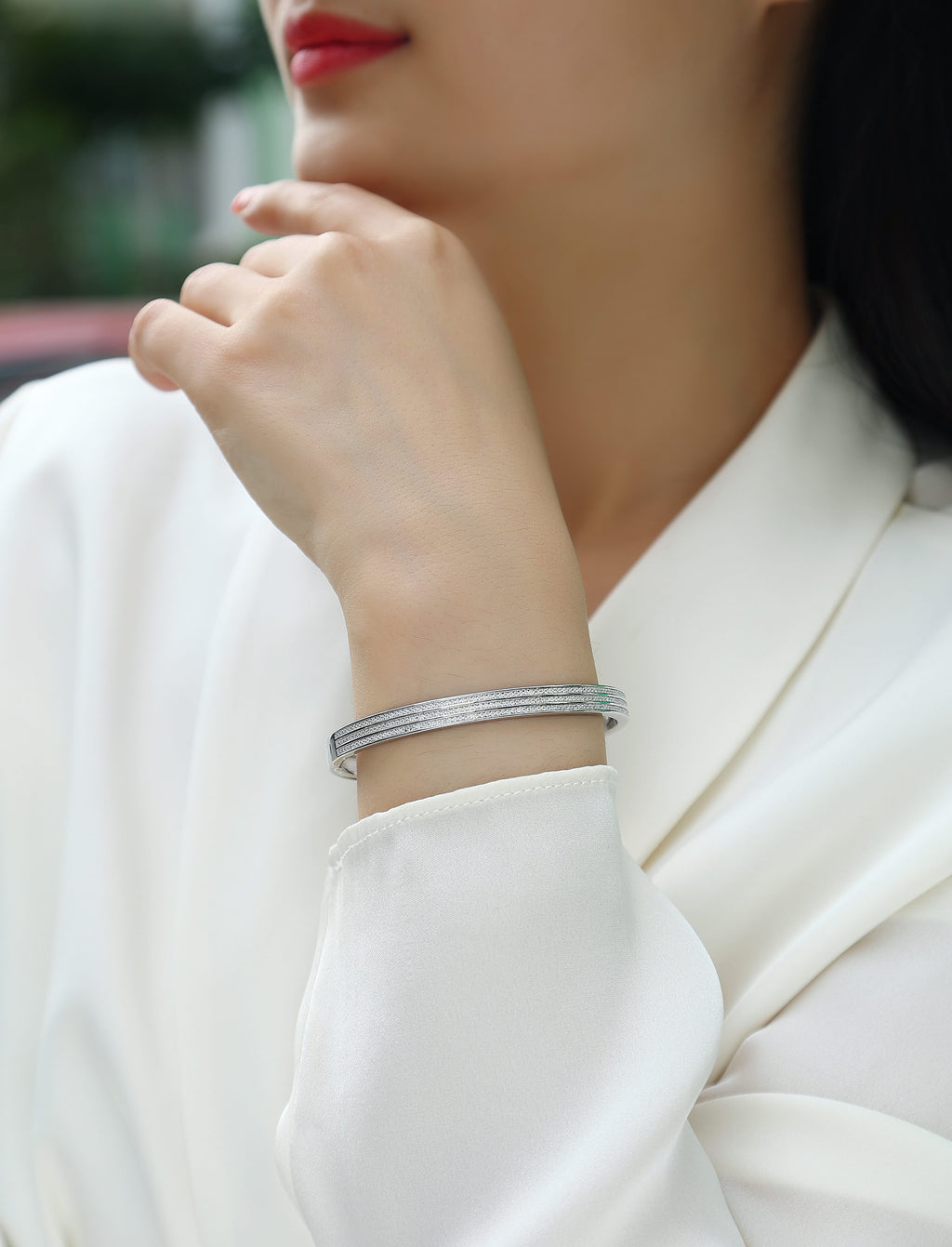 Starlight Amusement - Top-quality Moissanite Fashionable Light Luxury Jewelry Silver Bracelet S925 Silver-plated Platinum